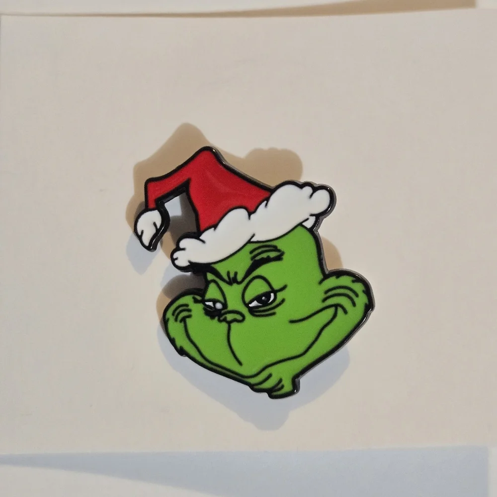 Grinch Enamel Pin with Santa Hat